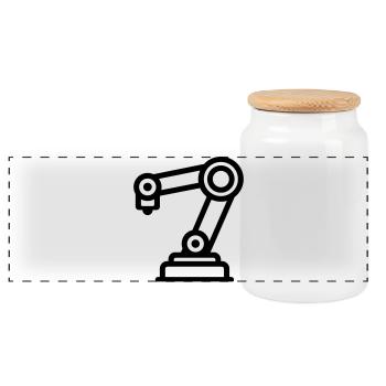 Roboterarm - Panorama Keksdose mit Holzdeckel - Weiß - Vorne
