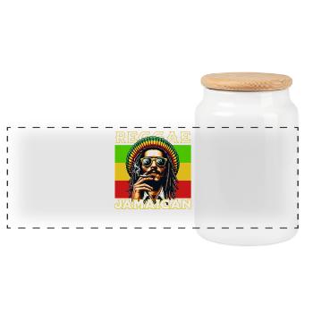 Reggae Jamaican Rasta Style with Cool Dreadlock Fig - Panoramic Cookie Jar with Wooden Lid - white - Front