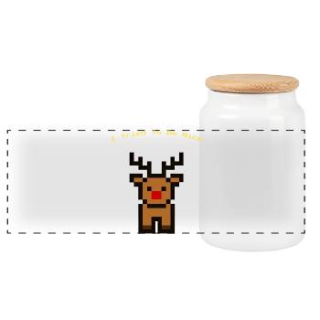 Pixel Rudolph - Panoramic Cookie Jar with Wooden Lid - white - Front