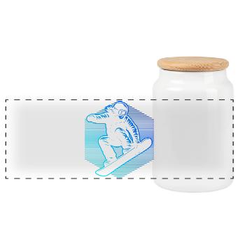 Neon Snowboarder Stripes - Panorama Keksdose mit Holzdeckel - Weiß - Vorne