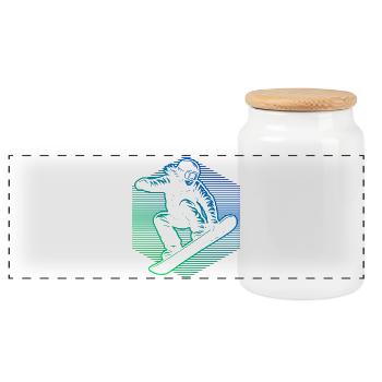 Snowboardeurs en pente néon - Boîte à biscuits avec couvercle en bois - blanc - Devant