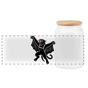 Dunkler Fledermausdämon Graphik - Panorama Keksdose mit Holzdeckel - Weiß - Vorne