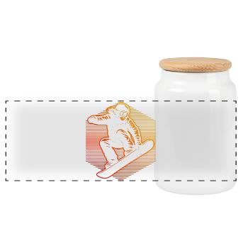 Attention snowboard fans simple statement - Panoramic Cookie Jar with Wooden Lid - white - Front