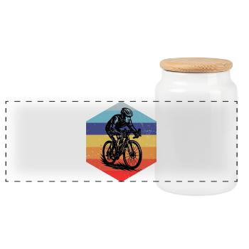 Roadbike Stil für jeden Anlass - Panorama Keksdose mit Holzdeckel - Weiß - Vorne