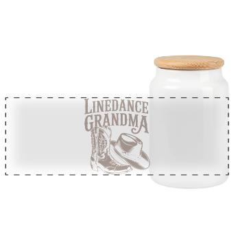 Line Dance Granny Western Look - Panoramic Cookie Jar with Wooden Lid - white - Front