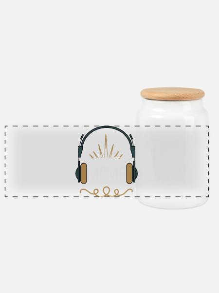 Mama & Musik – Retro Kopfhörer Design für Music - Panorama Keksdose mit Holzdeckel - Weiß