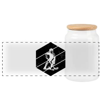 Kurz und klar Floorball - Panorama Keksdose mit Holzdeckel - Weiß - Vorne