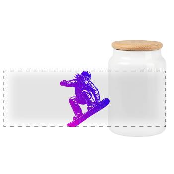Motif de snowboard pour les vrais amoureux - Boîte à biscuits avec couvercle en bois - blanc - Devant