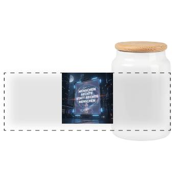 Human rights instead of rights for people - Panoramic Cookie Jar with Wooden Lid - white - Front