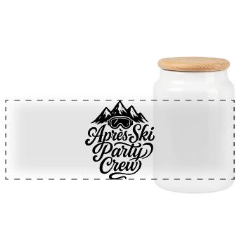Après Ski Party Crew Ski Goggles - Panoramic Cookie Jar with Wooden Lid - white - Front