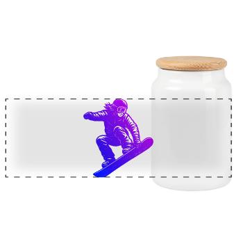 Fresh snowboard motif for snowboard - Panoramic Cookie Jar with Wooden Lid - white - Front