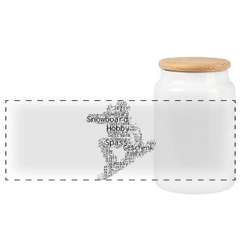 Minimalist snowboard motif - Panoramic Cookie Jar with Wooden Lid - white - Front