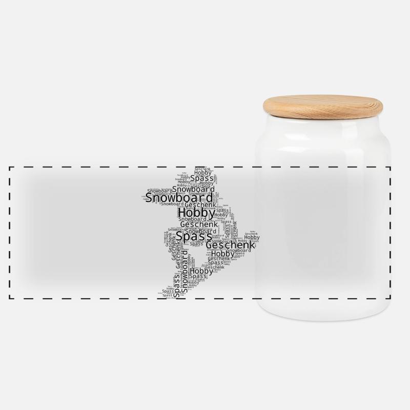 Minimalistisches Snowboard Motiv - Panorama Keksdose mit Holzdeckel - Weiß