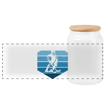 Clear floorball message - Panoramic Cookie Jar with Wooden Lid - white - Front