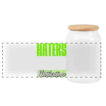 Haters are my Motivators - Panorama Keksdose mit Holzdeckel - Weiß - Vorne