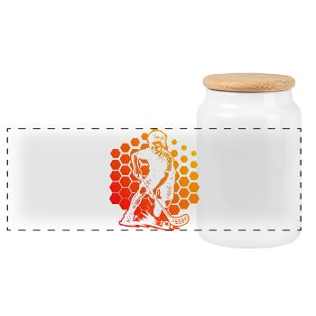 Modern Floorball Artwork - Panoramic Cookie Jar with Wooden Lid - white - Front
