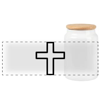 Thick Cross Outline Comic Icon - Panoramic Cookie Jar with Wooden Lid - white - Front