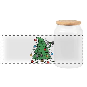 Train hard, decorate harder - Panoramic Cookie Jar with Wooden Lid - white - Front