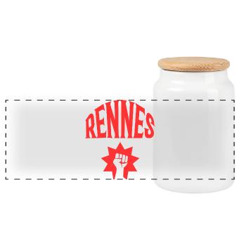 Rennes - Boîte à biscuits avec couvercle en bois - blanc - Devant