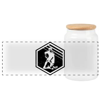Floorball Liebe klarer Look für Unihockey - Panorama Keksdose mit Holzdeckel - Weiß - Vorne
