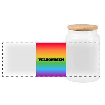 LGBT begrüßen Velkommen dänischen norwegischen sicheren Raum - Panorama Keksdose mit Holzdeckel - Weiß - Vorne