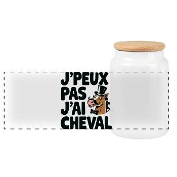 je_peux_pas_j-ai_cheval - Boîte à biscuits avec couvercle en bois - blanc - Devant