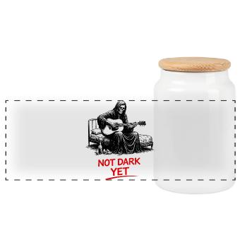 Not dark yet: Grim Reaper guitarist - Panoramic Cookie Jar with Wooden Lid - white - Front
