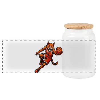 Basketball Tiger Rampage - Panorama Keksdose mit Holzdeckel - Weiß - Vorne