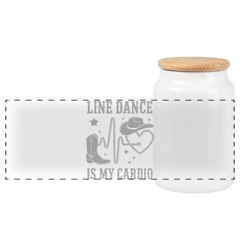 Line Dance Cardio Cowboy - Panoramic Cookie Jar with Wooden Lid - white - Front