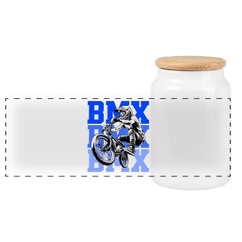 BMX Freestyle Sport Art - Panorama Keksdose mit Holzdeckel - Weiß - Vorne