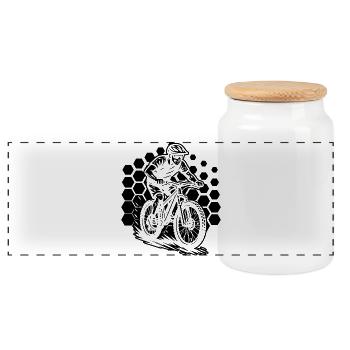 Mountainbike Stil für jeden Anlass - Panorama Keksdose mit Holzdeckel - Weiß - Vorne