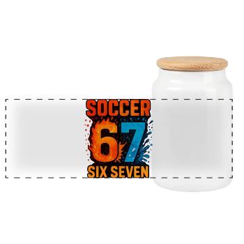 Soccer 67 | Six Seven - Panoramic Cookie Jar with Wooden Lid - white - Front