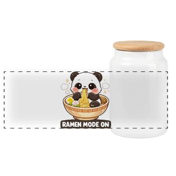 Mode ramen sur Panda - Boîte à biscuits avec couvercle en bois - blanc - Devant