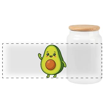 Joyeux dessin animé Avocado - Boîte à biscuits avec couvercle en bois - blanc - Devant