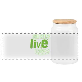 You Only Live Once Green Graffiti Look - Panoramic Cookie Jar with Wooden Lid - white - Front