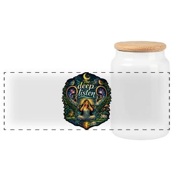 La Nuit Céleste de l’Écoute Profonde - Boîte à biscuits avec couvercle en bois - blanc - Devant