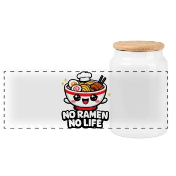 Ramen Lächeln Bowl - Panorama Keksdose mit Holzdeckel - Weiß - Vorne