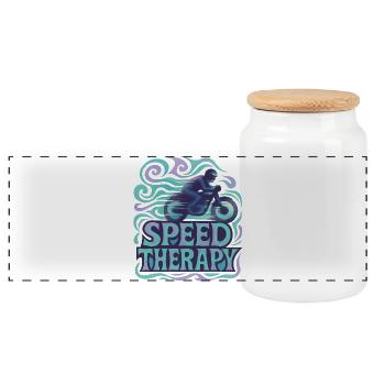 Speed Therapy – Motorrad - Panorama Keksdose mit Holzdeckel - Weiß - Vorne
