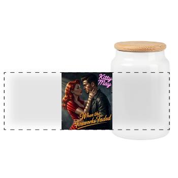 Kitty May: When the Fireworks Faded - Panoramic Cookie Jar with Wooden Lid - white - Front