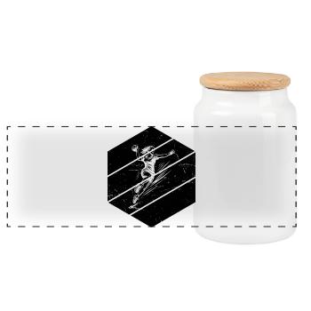 Direct Handball Statement for Women - Panoramic Cookie Jar with Wooden Lid - white - Front