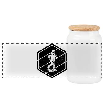 Characterful running design - Panoramic Cookie Jar with Wooden Lid - white - Front
