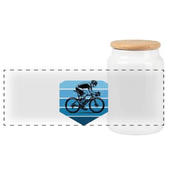 Motif nouveau vélo de route pour vélo de route - Boîte à biscuits avec couvercle en bois - blanc - Devant