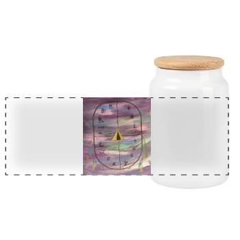 Ceremony drum - Panoramic Cookie Jar with Wooden Lid - white - Front