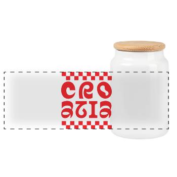 Croatia Retro Typeface Logo - Panoramic Cookie Jar with Wooden Lid - white - Front