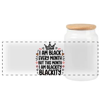 I Am Black Every Month Blackity Blackity Crown - Panoramic Cookie Jar with Wooden Lid - white - Front