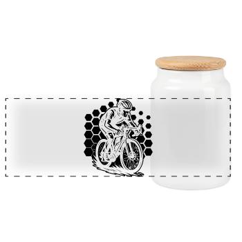 Statement for all road bikes - Panoramic Cookie Jar with Wooden Lid - white - Front