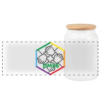 Logo DM 2026_new - Boîte à biscuits avec couvercle en bois - blanc - Devant