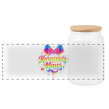 Karneval Maus Kostüm Lustig Fasching Party - Panorama Keksdose mit Holzdeckel - Weiß - Vorne
