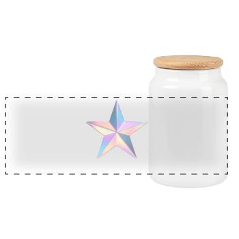Pastel Iridezed Star - Panoramic Cookie Jar with Wooden Lid - white - Front
