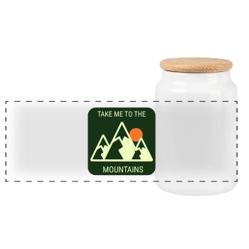 Take Me To The Mountains - Plain Version - Panoramic Cookie Jar with Wooden Lid - white - Front